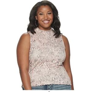 Juniors' Candie's® Mock Neck Tank Top Pink Snakeskin Size XL
